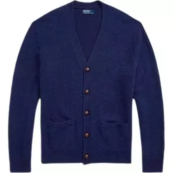 Мужской вязаный свитер Polo Ralph Lauren FW24 с замшевыми налокотниками, темно-синий, MNPOSWE16820894-410 XS