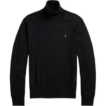 Мужской вязаный свитер с высоким воротником и вышивкой логотипа маленькой лошади Polo Ralph Lauren, черный, MNPOSWE16820083-001 XS