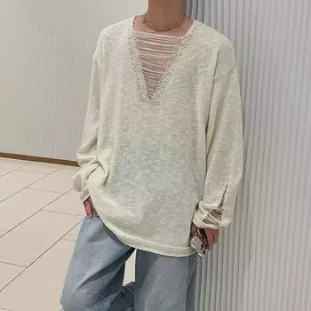 Мужской вязаный свитер в стиле Харадзюку - однотонный повседневный пуловер на весну и осень 2XL абрикосовый