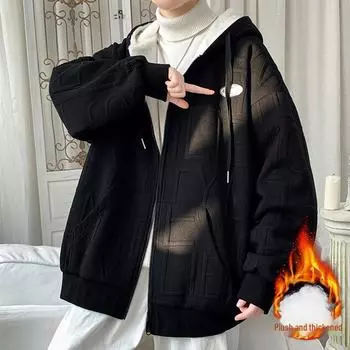 Мужской высококачественный кардиган из плюшевой овечьей шерсти - плотный, стильный свитер на весну и осень S