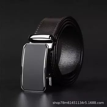 Мужской высококачественный кожаный ремень с автоматической пряжкой для бизнеса и отдыха, универсальный пояс из коровьей кожи первого слоя 105cm