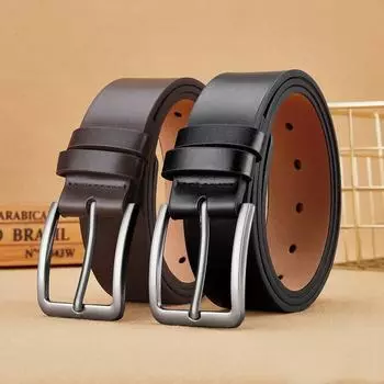 Мужской высококачественный кожаный ремень с пряжкой-пряжкой для повседневной носки, модный и универсальный для молодых мужчин и студентов 120cm коричневый