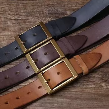 Мужской высококачественный жесткий ремень Hanma Habeng в стиле ретро, утолщенный первый слой из воловьей кожи, латунная пряжка, кожаная пряжка, модная универсальная пряжка 100cm
