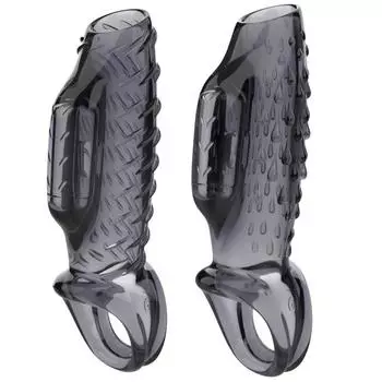 Мужской XL Толстый Вибрирующий Кристальный Рукав «Волчий Зуб» для Прелюдии Пар