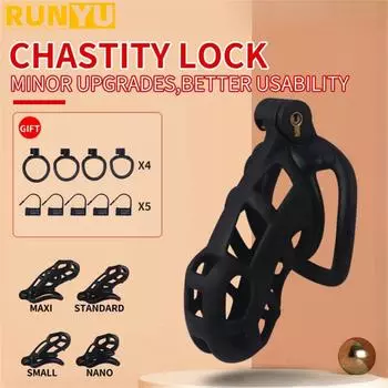 Мужской замок целомудрия целомудренный сосуд черный свет ПВХ пенис кольцо защелкивающееся кольцо многоразмерная клетка SM секс-игрушки BDSM As the picture