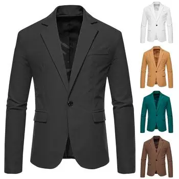 Мужской замшевый костюм с V-образным вырезом и одной пуговицей, мужской повседневный деловой однотонный костюм L белый