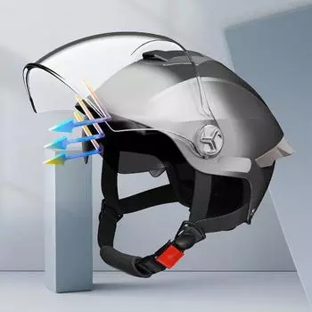 Мужской женский полушлем с двойной линзой для защиты глаз и лица, легкий открытый мотоциклетный шлем с быстросъемной пряжкой