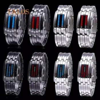 Мужской женский роскошный металлический браслет с датой, цифровой светодиодный браслет, спортивные наручные часы, брелок