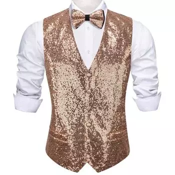 Мужской жилет Barry.Wang, галстук-бабочка, платок, запонки, жаккардовый тканый шелковый комплект для свадьбы, свидания и вечеринки 3XL