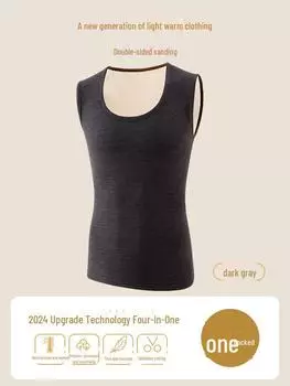 Мужской жилет без рукавов из толстого флиса из овчины - большой размер, зимняя нижняя рубашка XL [recommended 170-175cm 120-140 catties] темно-серого