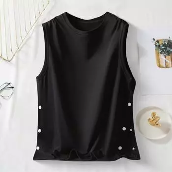 Мужской жилет без рукавов с круглым вырезом, свободный крой, майки с застежкой на боковых пряжках, однотонный M жёлтый