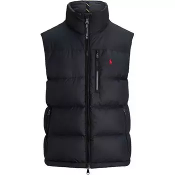 Мужской жилет без рукавов с вышитым логотипом Polo Ralph Lauren, воротником-стойкой, застежкой-молнией, черный 710940236-001 L