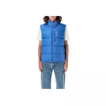 Мужской жилет без рукавов с вышитым логотипом Polo Ralph Lauren, стеганый, с воротником-стойкой, застежкой-молнией, цвет Dakota-Blue 710940236-005 L