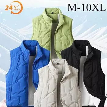 Мужской жилет большого размера из хлопка на пуху, осенне-зимний, теплый жилет с подкладкой для пар, новая повседневная куртка с открытыми плечами M