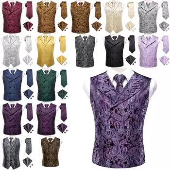 Мужской жилет Черный Красный Торжественный костюм Смокинг Жилеты Галстук Жилет Галстук M
