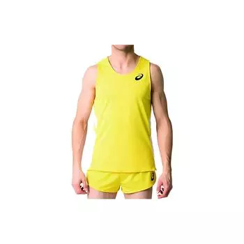 Мужской жилет для бега без рукавов с принтом логотипа Asics, свободный, желтый 2091A124-750 M
