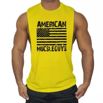 Мужской жилет для бега с открытой стороной, повседневная майка для фитнеса, летние модные майки, хлопковая спортивная одежда, рубашка без рукавов для бодибилдинга M синий