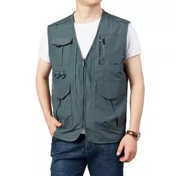 Мужской жилет для отдыха на открытом воздухе для молодежи и среднего возраста, фотография, рыбалка, жилет с плечами, куртка, спортивное пальто для мужчин 6XL чёрный