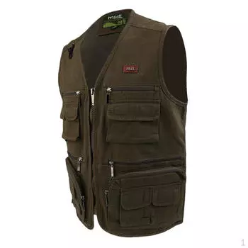 Мужской жилет для рыбалки с несколькими карманами на открытом воздухе, повседневные путешествия - коричневый, XL