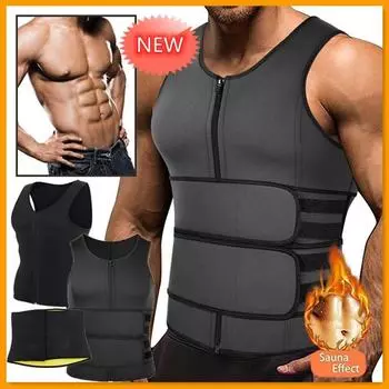 Мужской жилет для сауны, тренажер для талии, фитнес-толстовка для похудения, формирователь тела, тренировочные майки, регулируемая талия XXXL чёрный