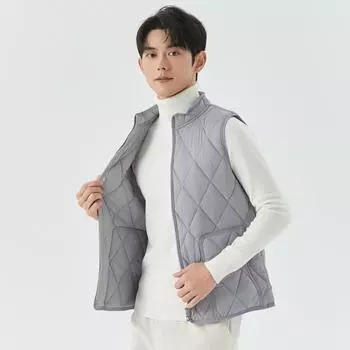Мужской жилет для студентов на весну и осень с воротником-стойкой, модные карманы, мужские модели, ромбовидный короткий участок, застежка-молния снаружи 90125 M