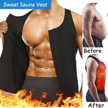 Мужской жилет для тренировки талии, неопреновый пот, костюм для сауны, компрессионная рубашка для коррекции фигуры, майка для тренировок, корректирующее белье, майка для похудения, термотопы для фитнеса M чёрный