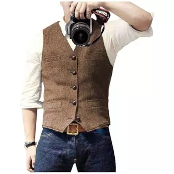 Мужской жилет Four Seasons Business Casual British Style Vest Gentleman Slim V-образным вырезом 3XL чёрный