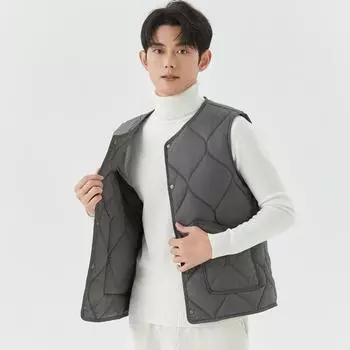 Мужской жилет General Mens Fall and Winter Light Soft Casual Mens Home Youth Buckle Cotton Slim Comfortable Style To Save warm 2502 M