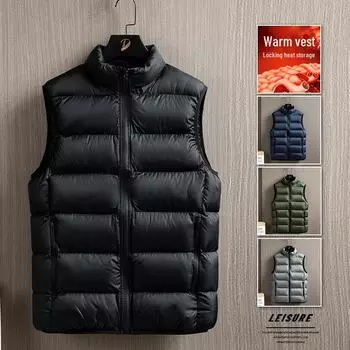 Мужской жилет из хлопка с перьями на осень/зиму - повседневный спортивный жилет, плотный и теплый. XL чёрный