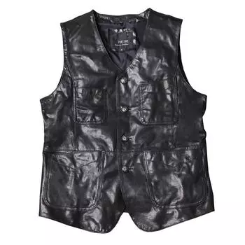 Мужской жилет из натуральной кожи, костюм с v-образным вырезом из овчины, короткий молодежный кожаный жилет, кожаный мужской жилет S чёрный