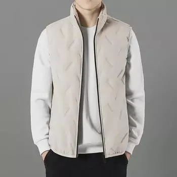 Мужской жилет из овчины с ультразвуком и хлопком - повседневная мода, теплый, бархатный жилет для папы 4XL чёрный