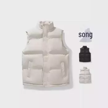 Мужской жилет из толстого хлопкового пуха на осень и зиму - модная куртка без рукавов для повседневной носки XL темно-синий