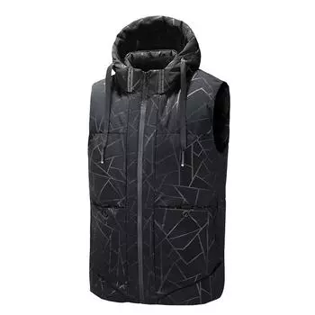 Мужской жилет, куртка, теплый хлопковый жилет, большой мужской жилет 8XL чёрный