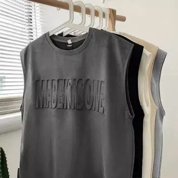 Мужской жилет, летняя High End Feeling Ins Ruffian, красивая повседневная свободная спортивная футболка без рукавов, мужская одежда S белый