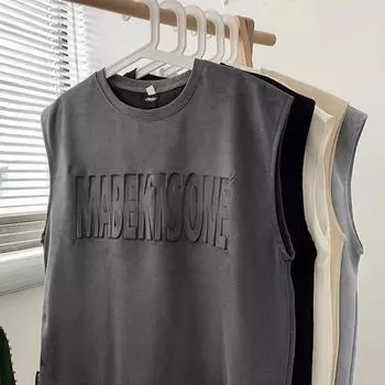 Мужской жилет, летняя High End Feeling Ins Ruffian, красивая повседневная свободная спортивная футболка без рукавов, мужская одежда S белый