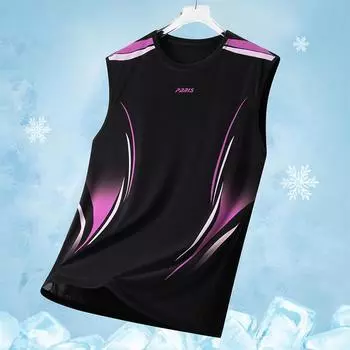 Мужской жилет Мужской летний дышащий с принтом Быстросохнущий Повседневный спортивный Свободный топ Мужской XXXXXL