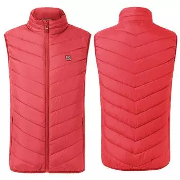 Мужской жилет на молнии без рукавов с подогревом, мужской электрический USB-жилет для тела, зимняя теплая верхняя одежда с подогревом S чёрный