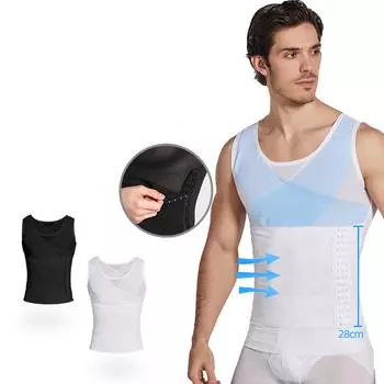 Мужской жилет на пуговицах с регулируемой талией и утягивающим животом S чёрный