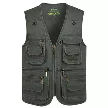 Мужской жилет на весну и осень, мужской жилет большого размера, практичный, с несколькими карманами для рыбалки L