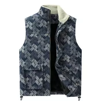 Мужской жилет, осень и зима, избыточный вес, для людей с избыточным весом, большой размер, теплый, безрукавка, мужской топ 8XL темно-синий