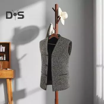 Мужской жилет осень-весна, однобортный, с V-образным вырезом, карманами, приталенный кардиган без рукавов, вязаный однотонный мягкий теплый свитер, жилет L синий