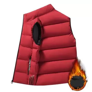 Мужской жилет, осенне-зимний толстый пуховый хлопок, повседневная куртка с воротником-стойкой из хлопка, жилетная куртка XXXXXL чёрный