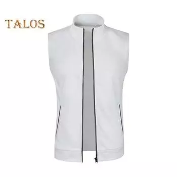 Мужской жилет, пальто с воротником-стойкой, без рукавов, застежка-молния, жилет с карманами, однотонный приталенный пиджак M серый