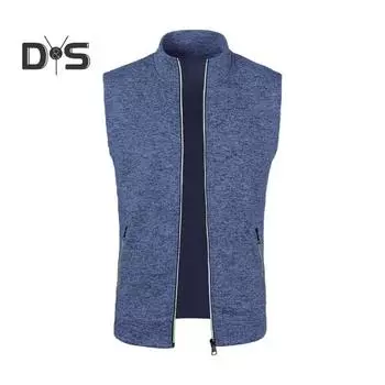 Мужской жилет, пальто с воротником-стойкой, без рукавов, застежка-молния, жилет с карманами, однотонный приталенный пиджак M серый