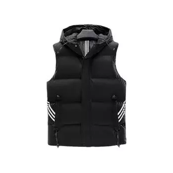 Мужской жилет Пух Хлопок Теплый Жилет с капюшоном Мужская модная одежда M хаки