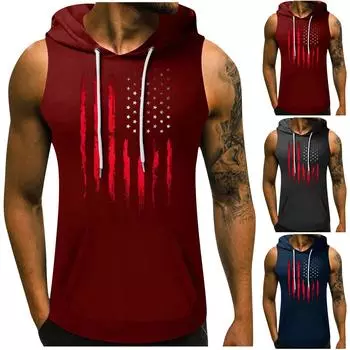 Мужской жилет с капюшоном для фитнеса, модная футболка без рукавов для спортзала с капюшоном XXL чёрный