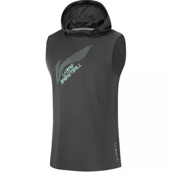 Мужской жилет с капюшоном и логотипом баскетбольной серии Li Ning, удобный дышащий спортивный жилет темно-серого цвета AVSU067-5 M