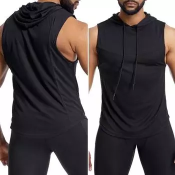 Мужской жилет с капюшоном, сетчатая ткань, майка, однотонный повседневный жилет для демонстрации мышц, для занятий спортом на открытом воздухе и для спортзала M зелёный