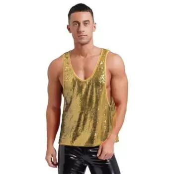 Мужской жилет с круглым вырезом без рукавов свободного кроя, однотонные топы-майки, быстросохнущие, универсальные, в уличном стиле, повседневная одежда M золотистый