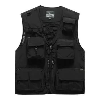 Мужской жилет с несколькими карманами, дышащая майка для рыбалки, альпинизма, фотографии M синий